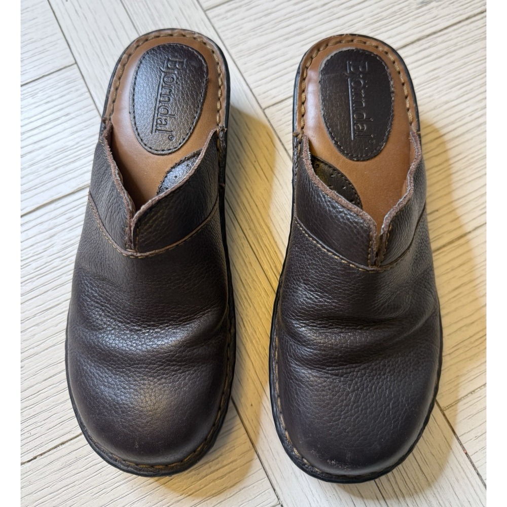 Bjorndal Women's Brown Leather Molly Comfort Mulesโ Clogs Slides Classic Sz 6 M